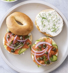 Smoked salmon cream cheese bagel